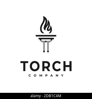 Initial Letter T or pillar for Torch logo design Stock Vector