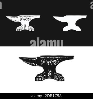 Vintage Rustic Blacksmith Iron Anvil Foundry logo design Stock Vector