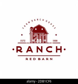 Retro Vintage Old Wooden Barn Farm with Line Art Style Logo Design ...
