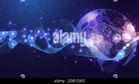 Global network connection. World map point and line composition concept of global business. Internet technology. Social network. Vector Illustration Stock Vector