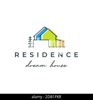 Abstract house for construction or architecture company. Vector emblem for store with home decor items logo design inspiration Stock Vector