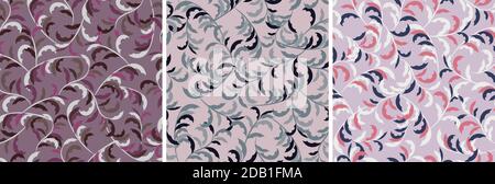 vector seamless pattern set with branches and leaves. Stock Vector