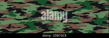 Military or hunting panoramic khaki geometric seamless pattern - Vector illustration Stock Vector