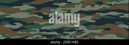 Military or hunting panoramic khaki geometric seamless pattern - Vector illustration Stock Vector