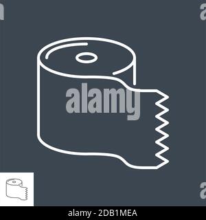 Toilet paper related vector thin line icon. Stock Vector