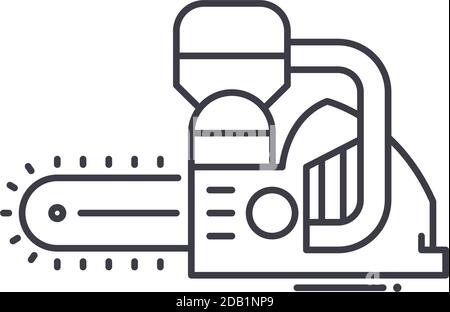 Chainsaw icon, linear isolated illustration, thin line vector, web design sign, outline concept symbol with editable stroke on white background. Stock Vector