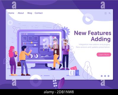 Web Site New Features Presentation Flat Concept Stock Vector