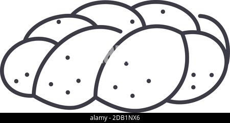 Challah icon, linear isolated illustration, thin line vector, web design sign, outline concept symbol with editable stroke on white background. Stock Vector