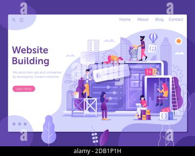 Web Site Under Construction Page Banner Template Stock Vector