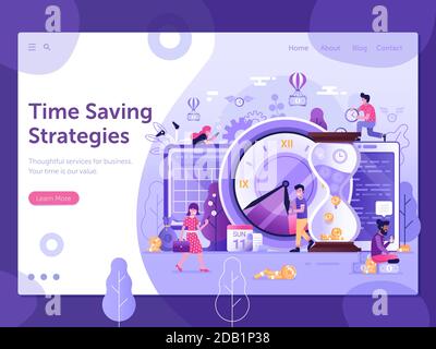 Time Saving Strategy Web Banner Template Design Stock Vector