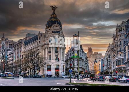 Metropolis Building or Edificio Metropolis, Madrid, Community of Madrid, Spain Stock Photo