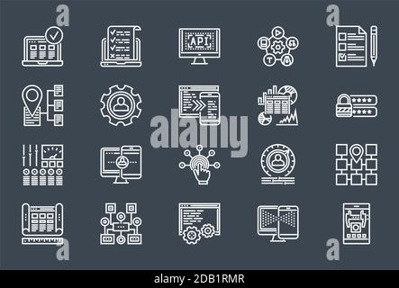 Web Development Line Icon Set Stock Vector