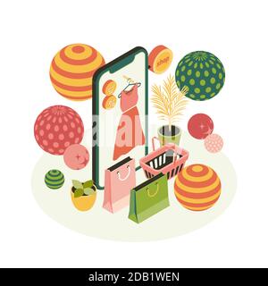 Isometric e-commerce - concept Vector illustration Stock Vector