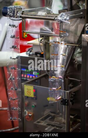 Sample package of product from vertical packing machine Stock Photo