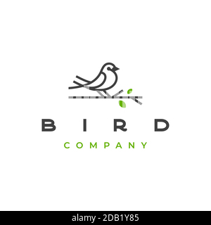 Minimalist line outline monoline art Bird logo design vector Stock Vector