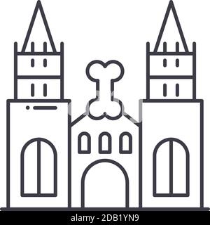 Castle fencing icon, linear isolated illustration, thin line vector, web design sign, outline concept symbol with editable stroke on white background. Stock Vector