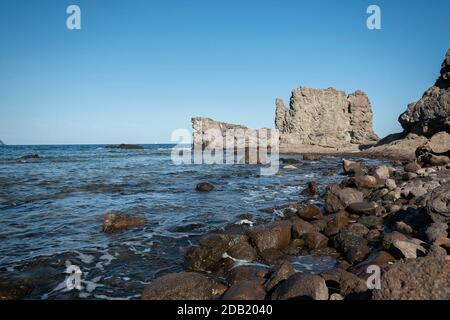 Beautiful landscape with rocks on the Mediterranean sea. Spain Stock Photo