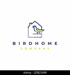 Bird house Minimalist Line art logo design Stock Vector
