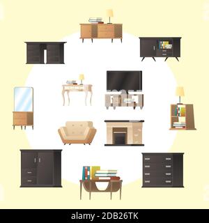 bundle of forniture house set icons around vector illustration design Stock Vector