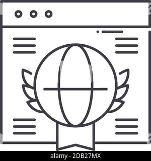Certification concept icon, linear isolated illustration, thin line vector, web design sign, outline concept symbol with editable stroke on white Stock Vector