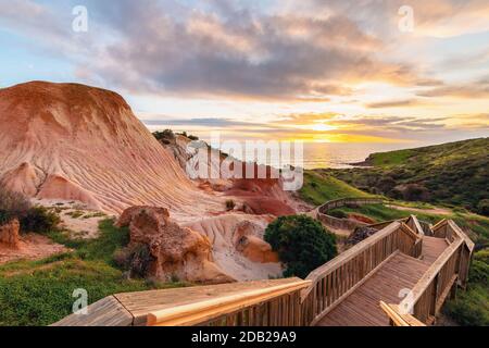 Hallett Cove boardwalk after restoration at sunset, South Australia Stock Photo