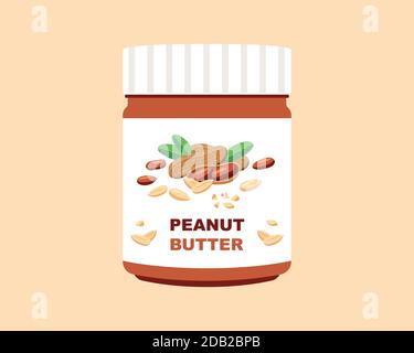 A jar of peanut butter. flat vector illustration Stock Vector