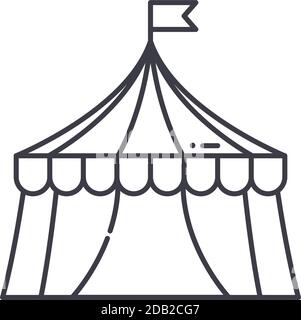 Circus tent icon, linear isolated illustration, thin line vector, web design sign, outline concept symbol with editable stroke on white background. Stock Vector
