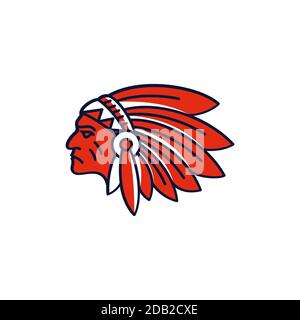 American Native Indian Chief Headdress Logo Design inspiration Stock Vector