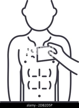 Chest wax icon, linear isolated illustration, thin line vector, web design sign, outline concept symbol with editable stroke on white background. Stock Vector