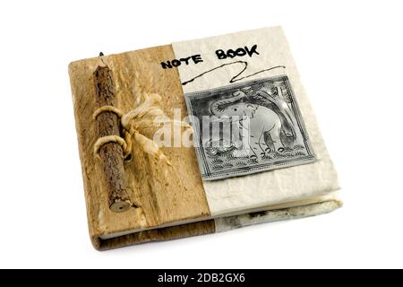 Note book and pen, isolated on white background. Stock Photo