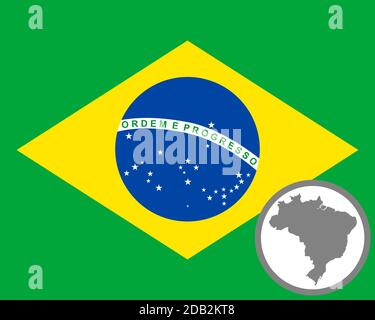 Fahne und Landkarte von Brasilien