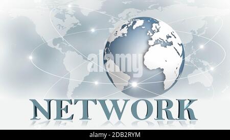 NETWORK - 3D letters in front of background image Business or Internet Concept of Global Network Stock Photo