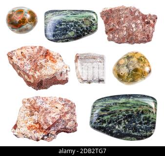 Brown Rocks Names set of various polished brown rocks with names cutout on white ...