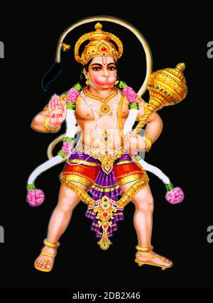 hanuman god monkey illustration indian holy culture Stock Photo