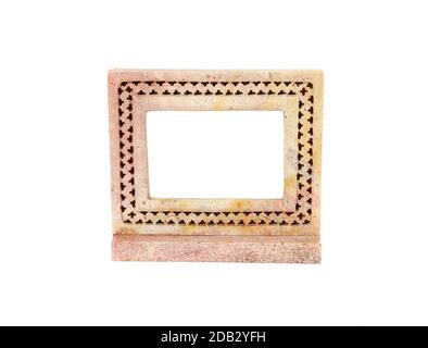 A top view shot of an empty picture frame on a white surface Stock Photo