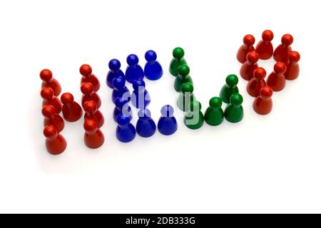 Pawns and forming the word “help”, isolated on a white background Stock Photo