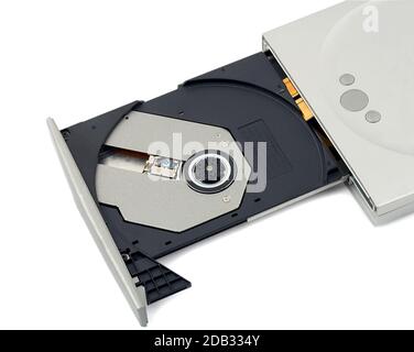 CDRom DVDRom open reader isolated on white background Stock Photo