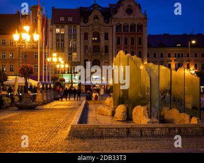 old european city center at night. Wroclaw, Poland Stock Photo