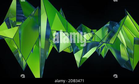 Abstract digital background with green geometric particles 3D rendering Stock Photo