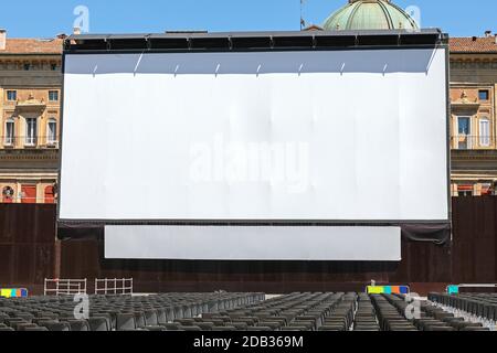 Big Projector Screen at Bologna City Square Stock Photo