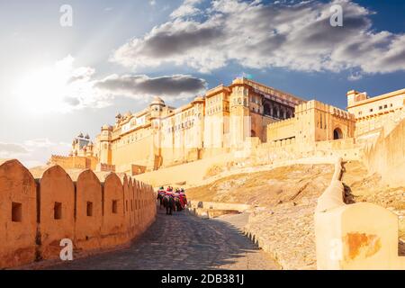 Amber Fort in Jaipur, India, beautiful view, no people. Stock Photo