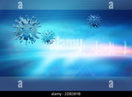 2019-nCov or Middle East respiratory syndromedisease background with heartbeat line, suitable for healthcare and medical topics Stock Photo