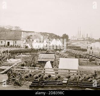 Yorktown, Va. Federal artillery park. Stock Photo