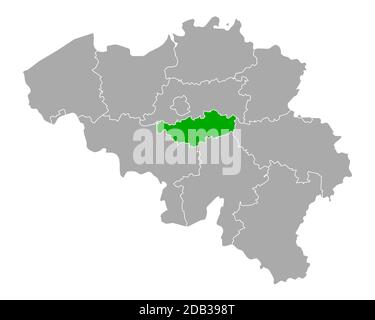 Map of Walloon Brabant in Belgium Stock Photo