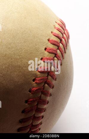 Close up of a baseball stitched Stock Photo