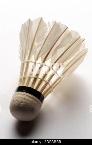 Shuttlecock with feather on white background Stock Photo