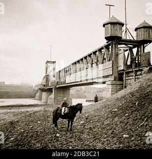 Nashville, Tenn. Fortified railroad bridge across Cumberland River. Stock Photo