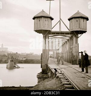 Nashville, Tenn. Fortified railroad bridge across Cumberland River. Stock Photo