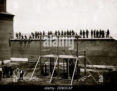 Washington, District of Columbia. Execution of the conspirators: View of the scaffold. Stock Photo