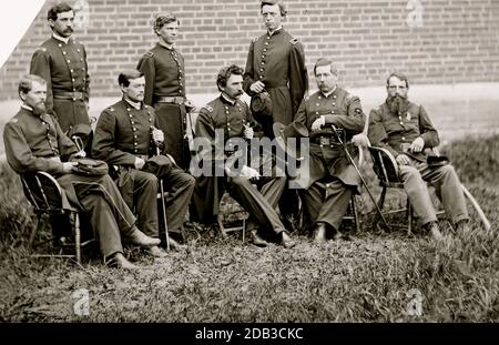 Washington, D.C. Gen. John F. Hartranft and staff, responsible for securing the conspirators at the Arsenal. Stock Photo
